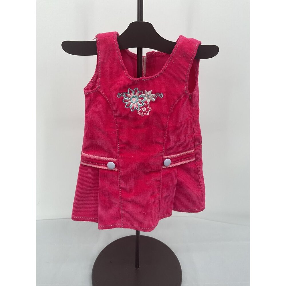 Pink Corduroy Doll Dress With Floral Embroidery & Button Accents By Battat